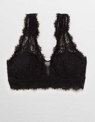 Aerie Eyelash Lace Plunge Bralette | American Eagle Outfitters (US & CA)