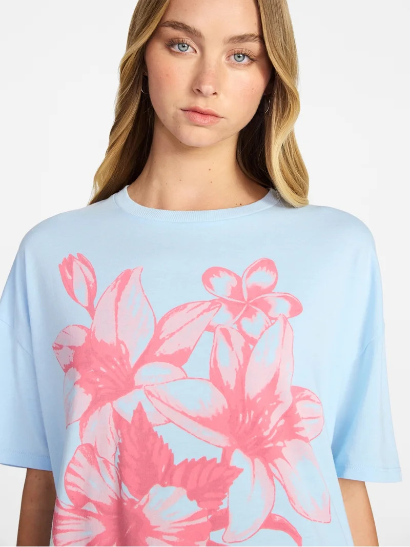 No Boundaries Washed Graphic Boyfriend Tee, Women's XXS-XXL | Walmart (US)