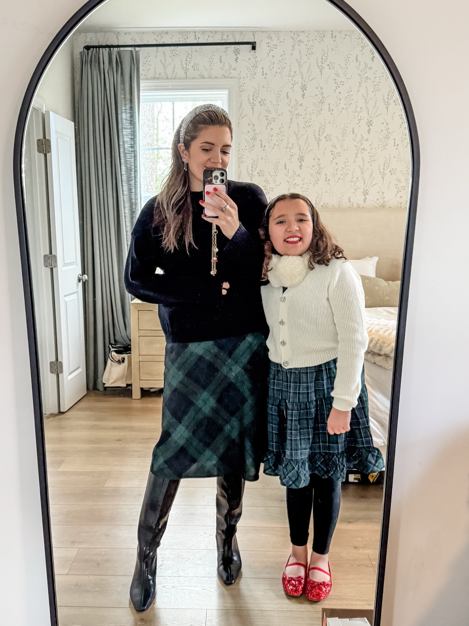 Family matching outfits! Black watch plaid holiday outfit. Knee high faux leather boots. All fits tts! 60% off!! 

#LTKFamily #LTKSaleAlert #LTKHoliday