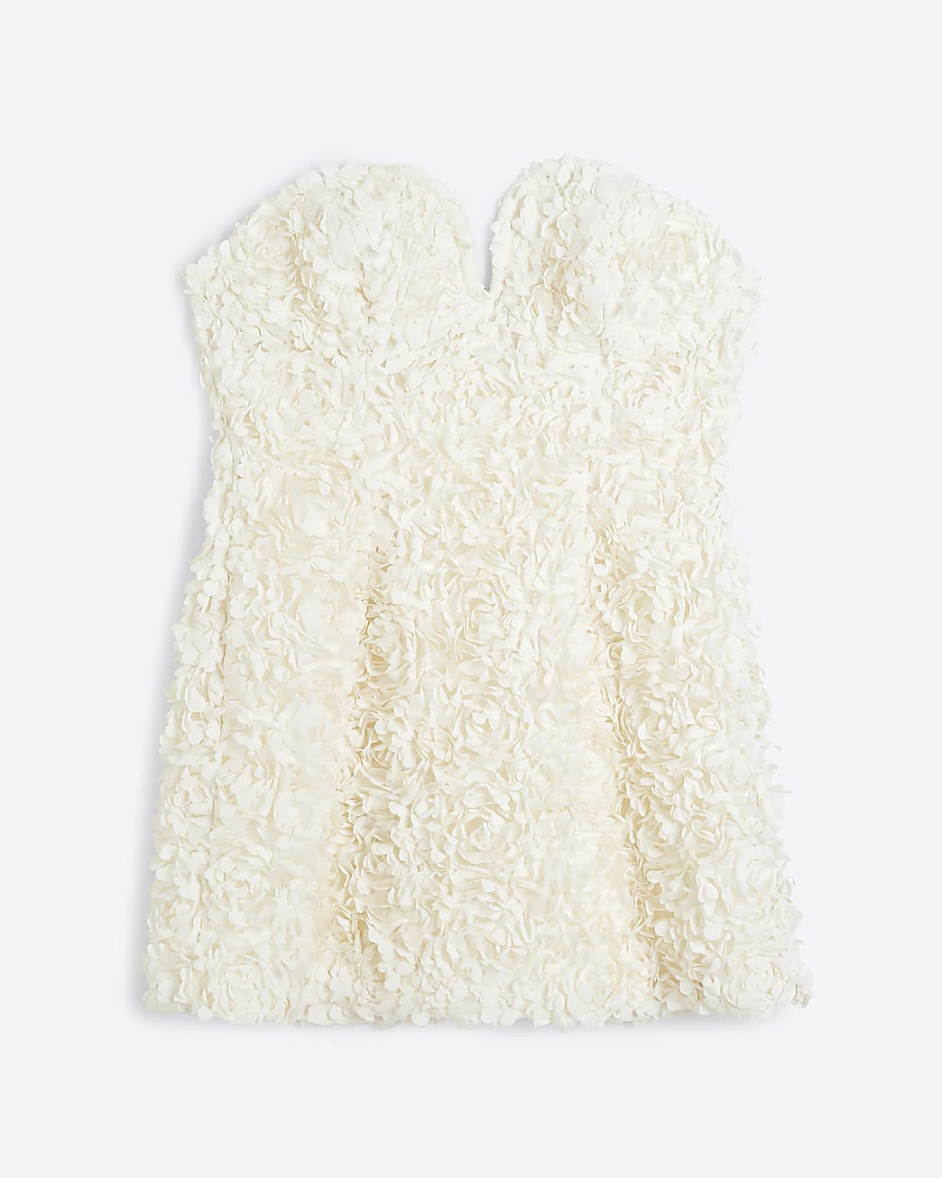 Cream Plunge 3D Mini Dress | River Island UK & IE