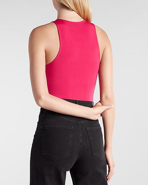 Body Contour Double Layer High Neck Thong Bodysuit | Express