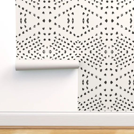Boho Dots Wallpaper - Boho Tile Large By Holli Zollinger - Black Dots Custom Printed Removable Se... | Etsy (US)