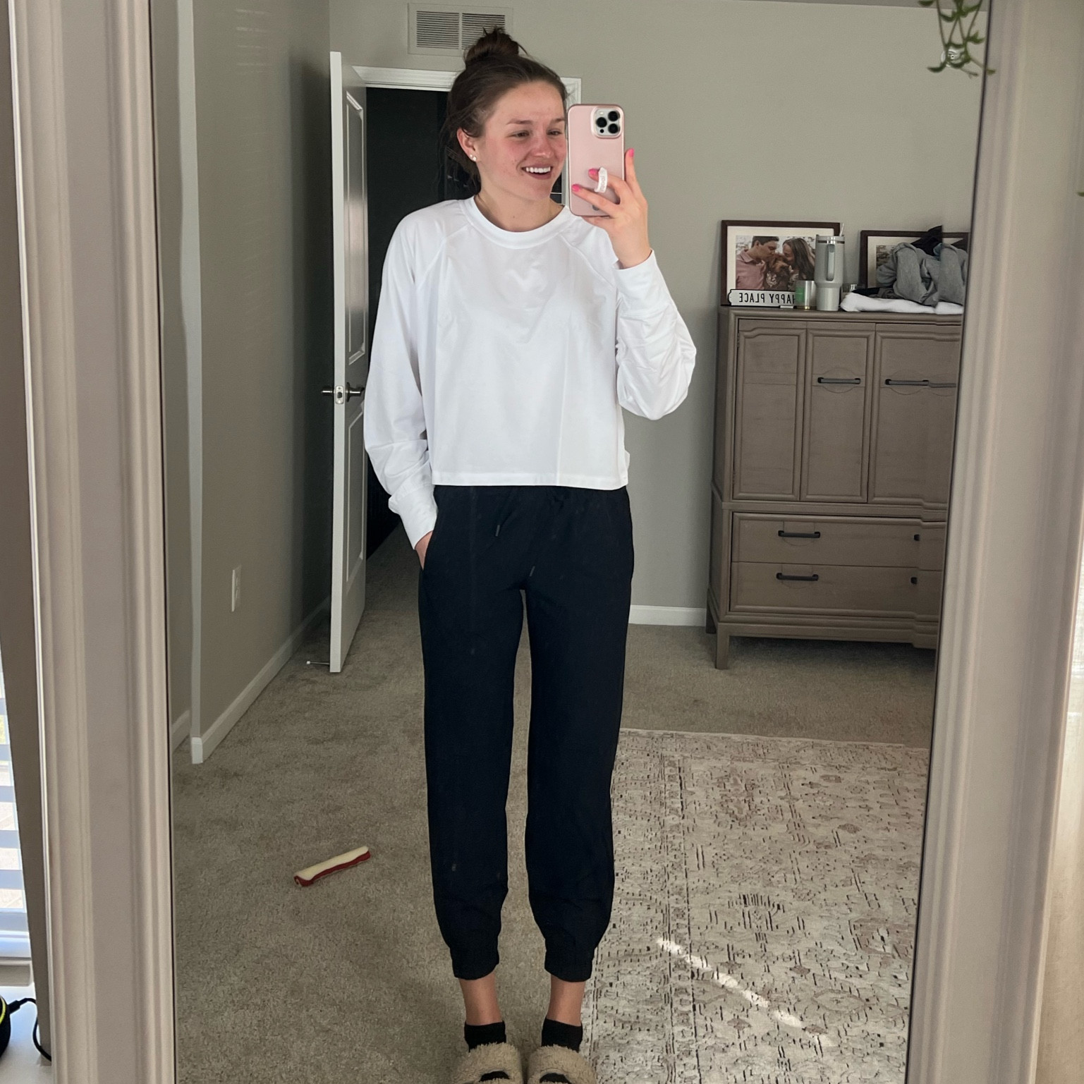Travel fit 🤝🏼 lounge fit. Wearing smalls in top & bottom, slippers are old and sold out. 

#LTKfindsunder100 #LTKtravel #LTKfindsunder50