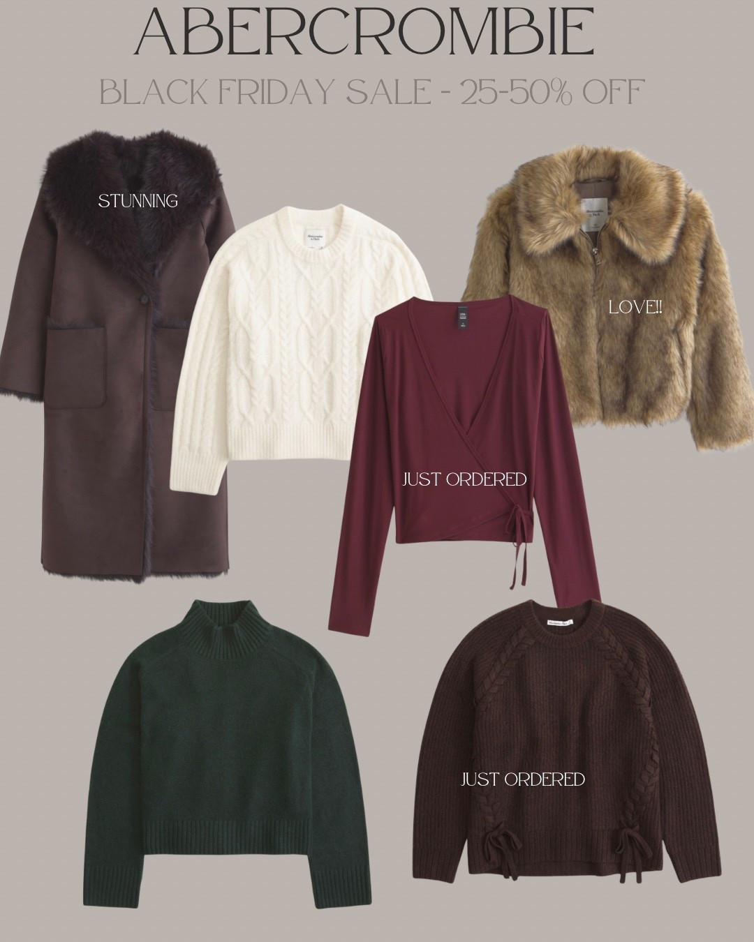 The Abercrombie Black Friday sale has started! Everything is 25-50% off PLUS use code AFTIA for an extra 15% off. Code works on AF kids too  

#LTKSaleAlert #LTKCyberWeek