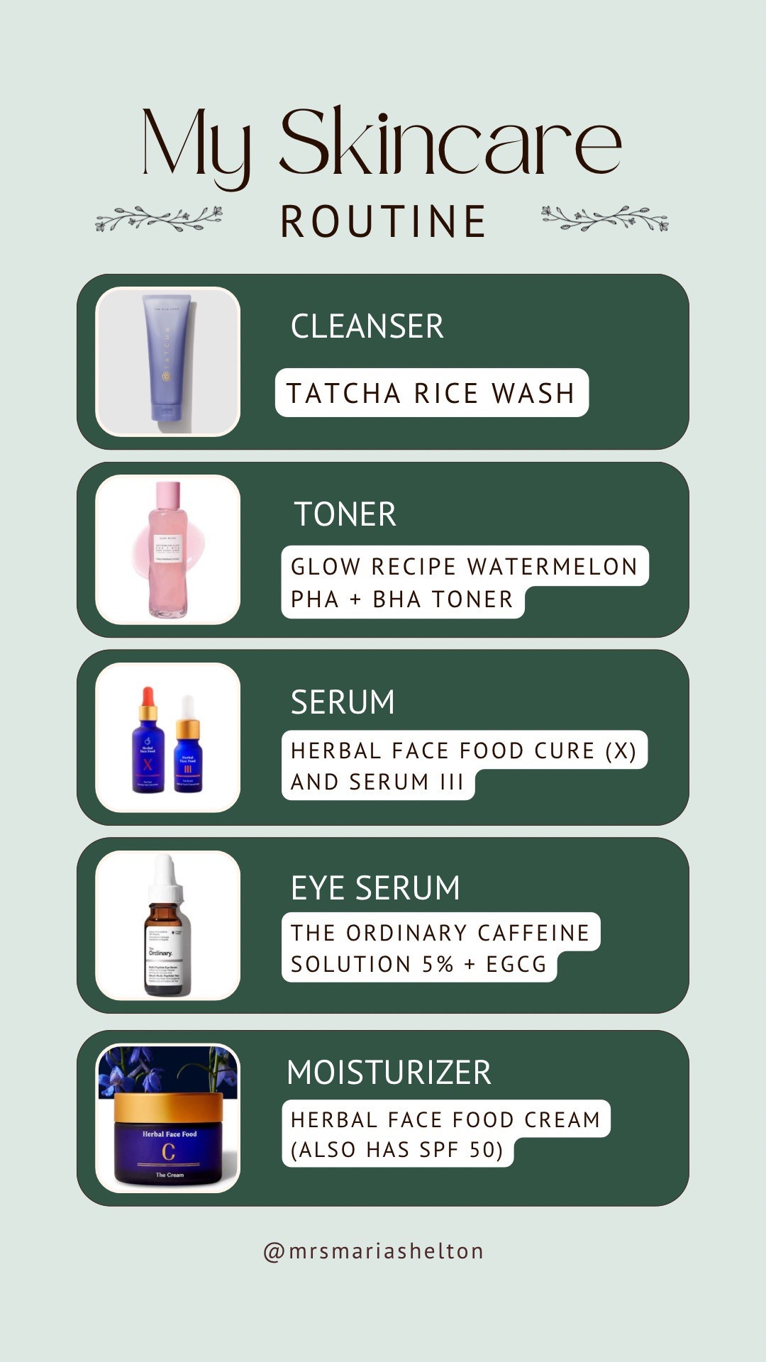 My daily skincare list!
Herbal Face Food Products are not linked but use code MARIA30 on HerbalFaceFood.com.



#LTKSaleAlert #LTKBeauty #LTKStyleTip