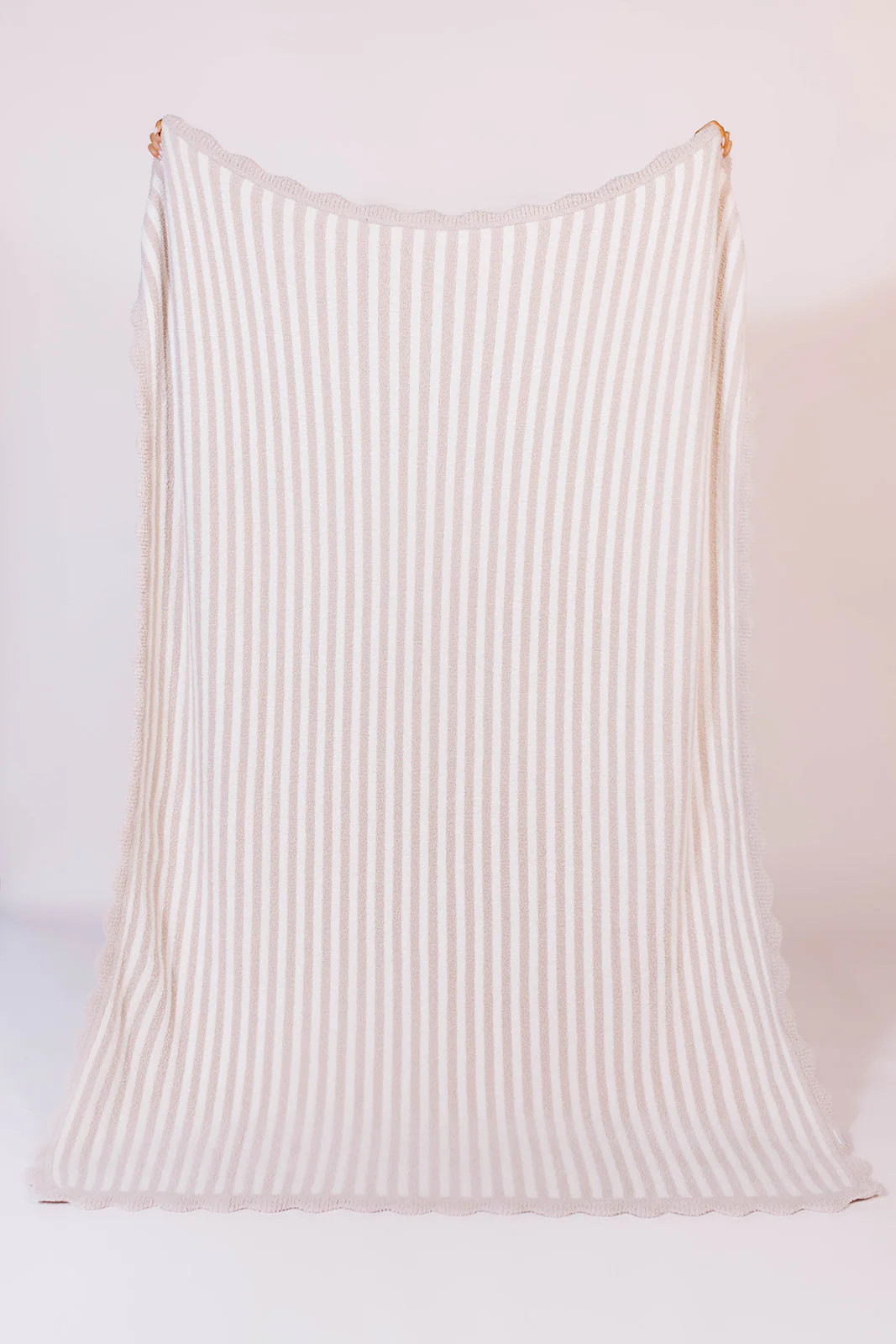 Sand Pinstripe Scallop Blanket 60x80 | Staykation