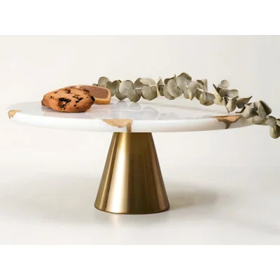 Real Marble Cake Stand By Balin Designs - White Marble 9" Round Cake Stand With Gold Stand - Smoothly Versatile Cake, Cupcake Stand - Ideal For Birthd | Wayfair North America
