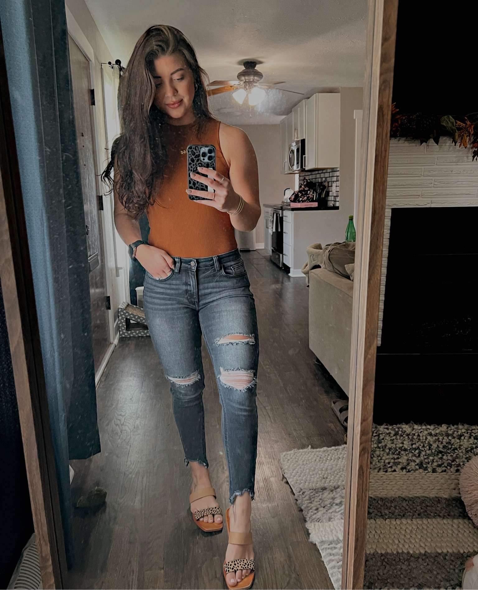 Casual outfit | cute | spring | rust bodysuit | leopard sandals 

#LTKfit #LTKbeauty #LTKSeasonal