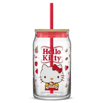 Hello Kitty® and Friends Favorite Flavor Hello Kitty Glass Tumbler with Bamboo Lid and Straw | Target