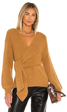 House of Harlow 1960 x REVOLVE Khalida Wrap Sweater in Burnt Caramel from Revolve.com | Revolve Clothing (Global)