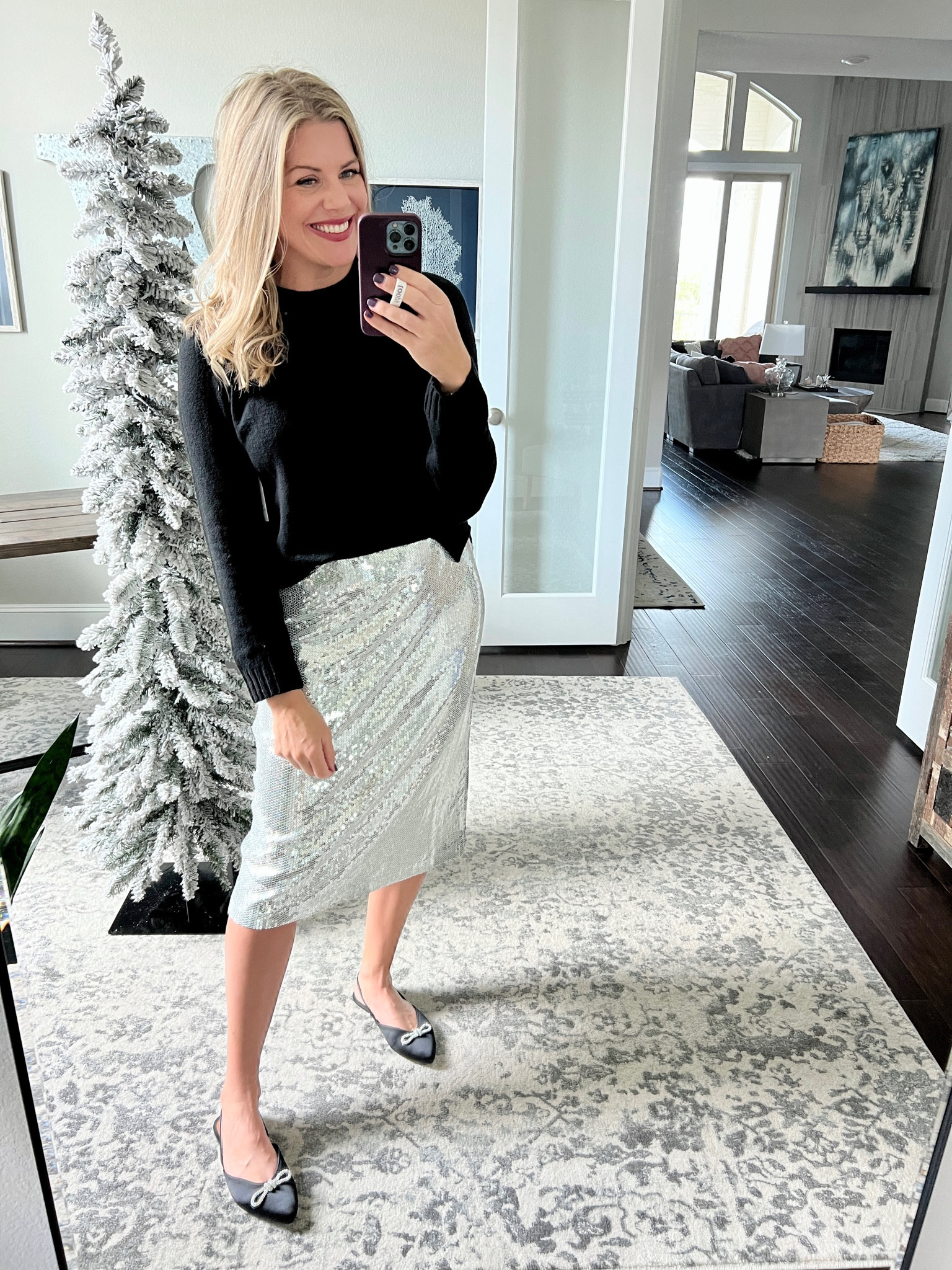 #ad Walmart has so many great options for holiday parties! Love this sequin skirt and it comes in a gorgeous purple color! True to size in a large.

#walmartfashion
#walmart

#LTKunder50 #LTKHoliday #LTKSeasonal