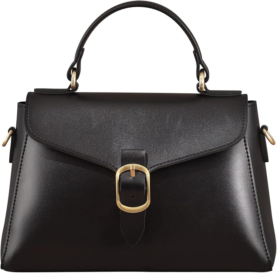 Vintage Vegan Leather Flap Top Handle Bag For Women Retro Satchel Casual Purse Simple Shoulder Cl... | Amazon (US)