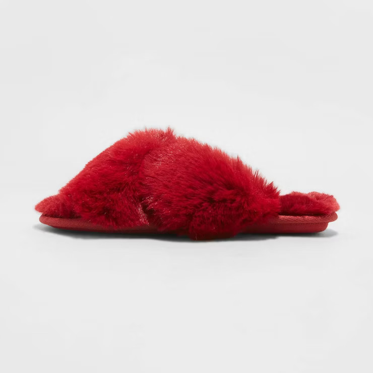 Women's Paris Crossband Fur Slide Slippers - Stars Above™ | Target