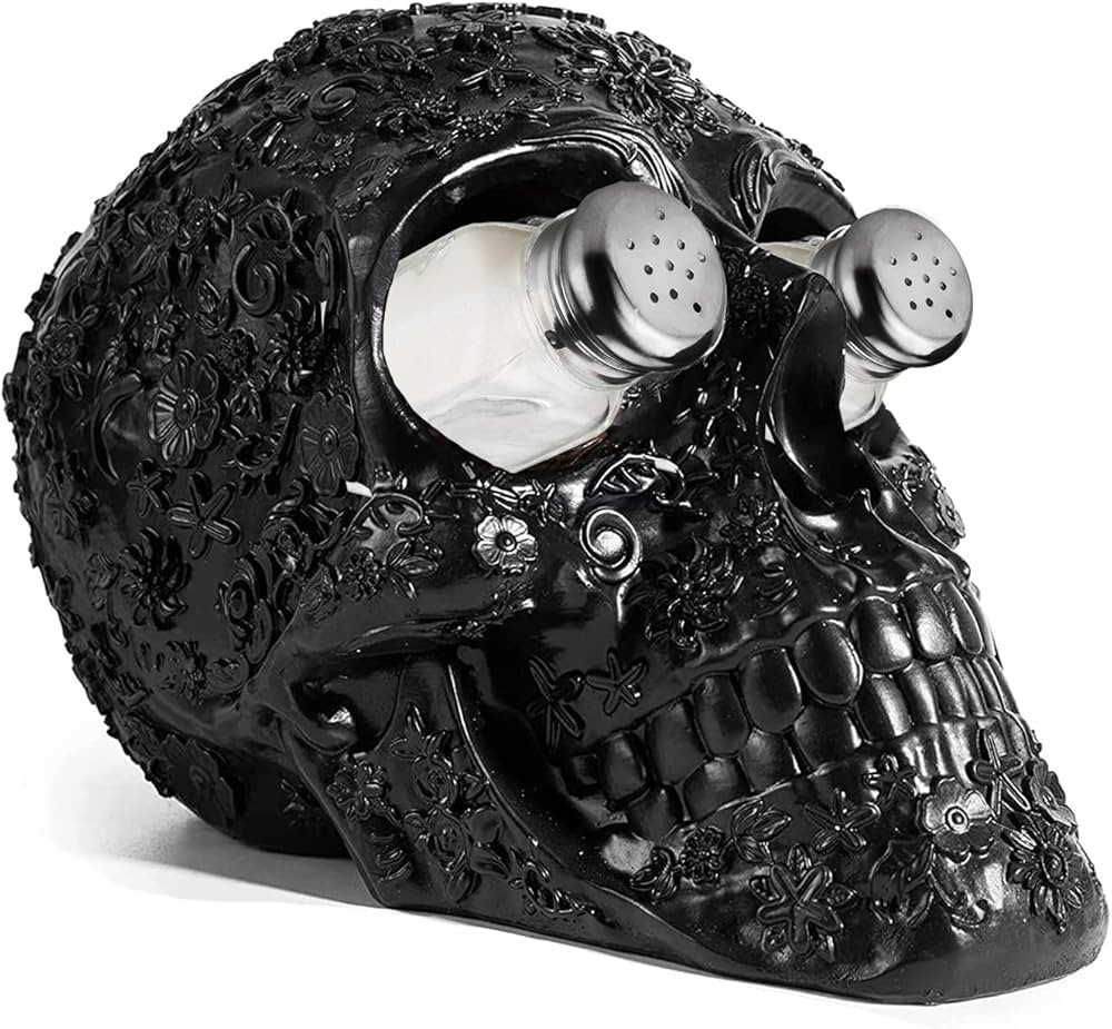 Skull Salt & Pepper Shaker Set, Scary Decorations Kitchen Spice Holder, Evil Human Medieval Polyr... | Amazon (US)
