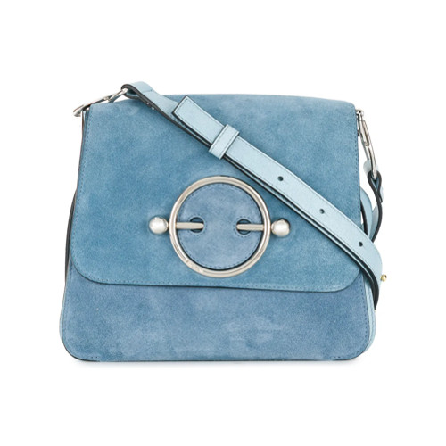JW Anderson Bolsa transversal 'Disc' de couro e camurça - Azul | FarFetch BR