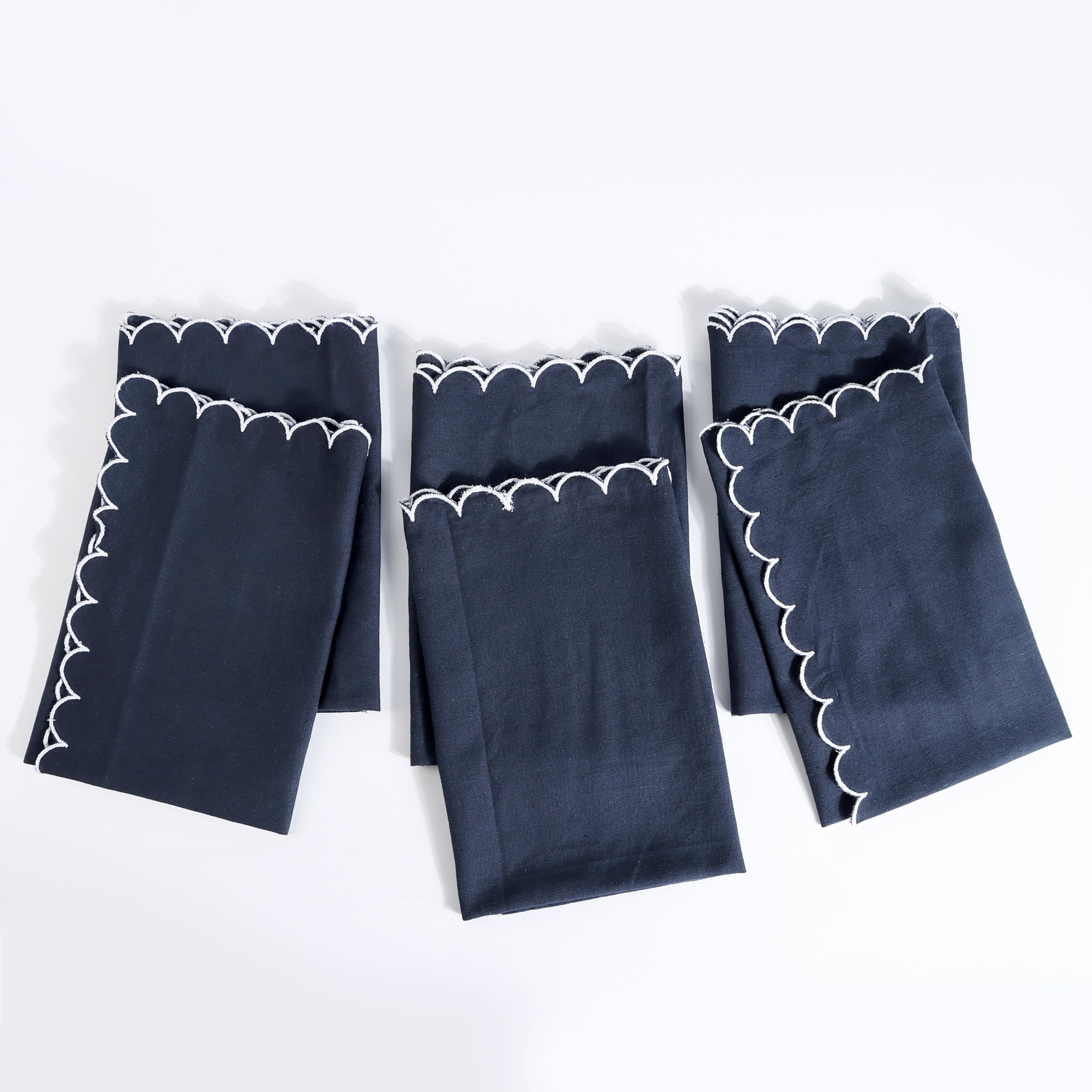 FINGERCRAFT Cloth Napkins, Everyday Use Reversible Scallop Design, Premium Quality Cotton Linen B... | Amazon (US)