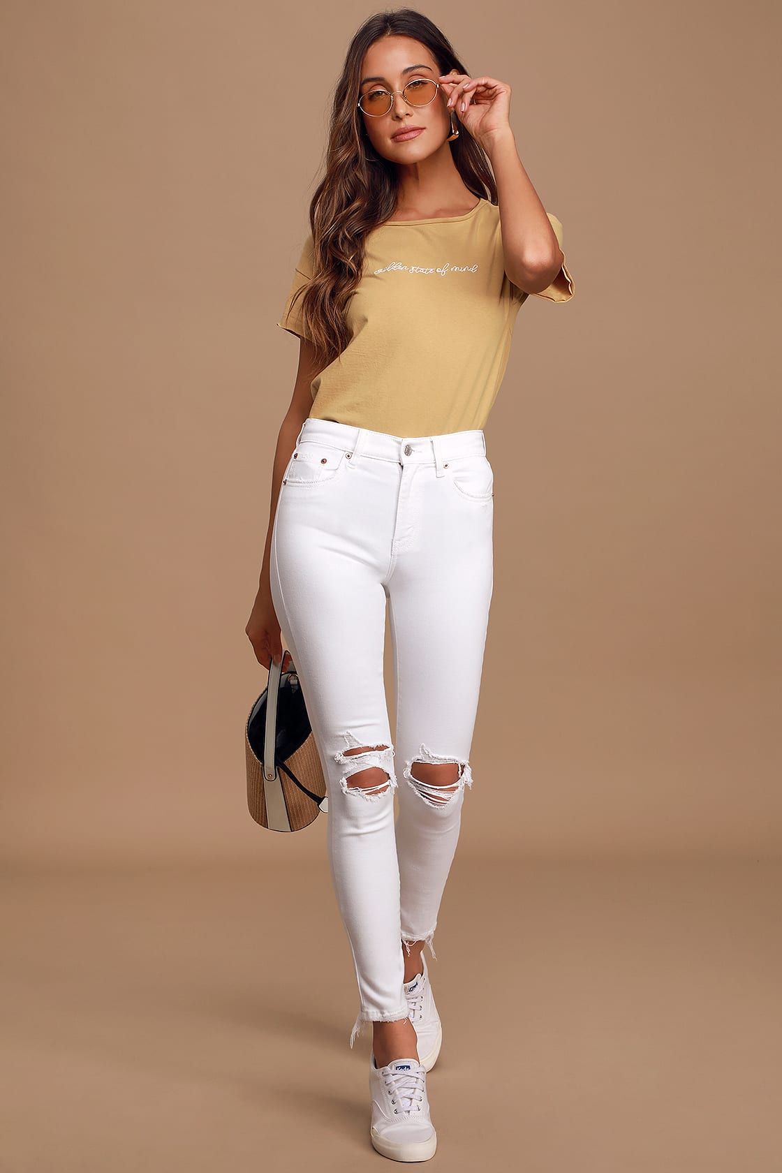Call You Back White Distressed High-Rise Skinny Jeans | Lulus
