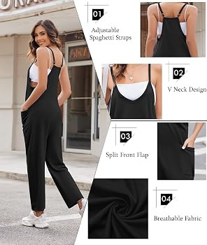 Ekouaer Womens Sleeveless Jumpsuit Loose Spaghetti Strap Baggy Overalls Jumpers Casual Long Pants... | Amazon (US)