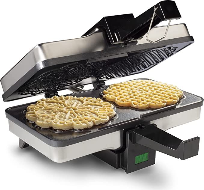Pizzelle Maker- Non-stick Electric Pizzelle Baker Press Makes Two 5-Inch Cookies at Once- Recipes... | Amazon (US)