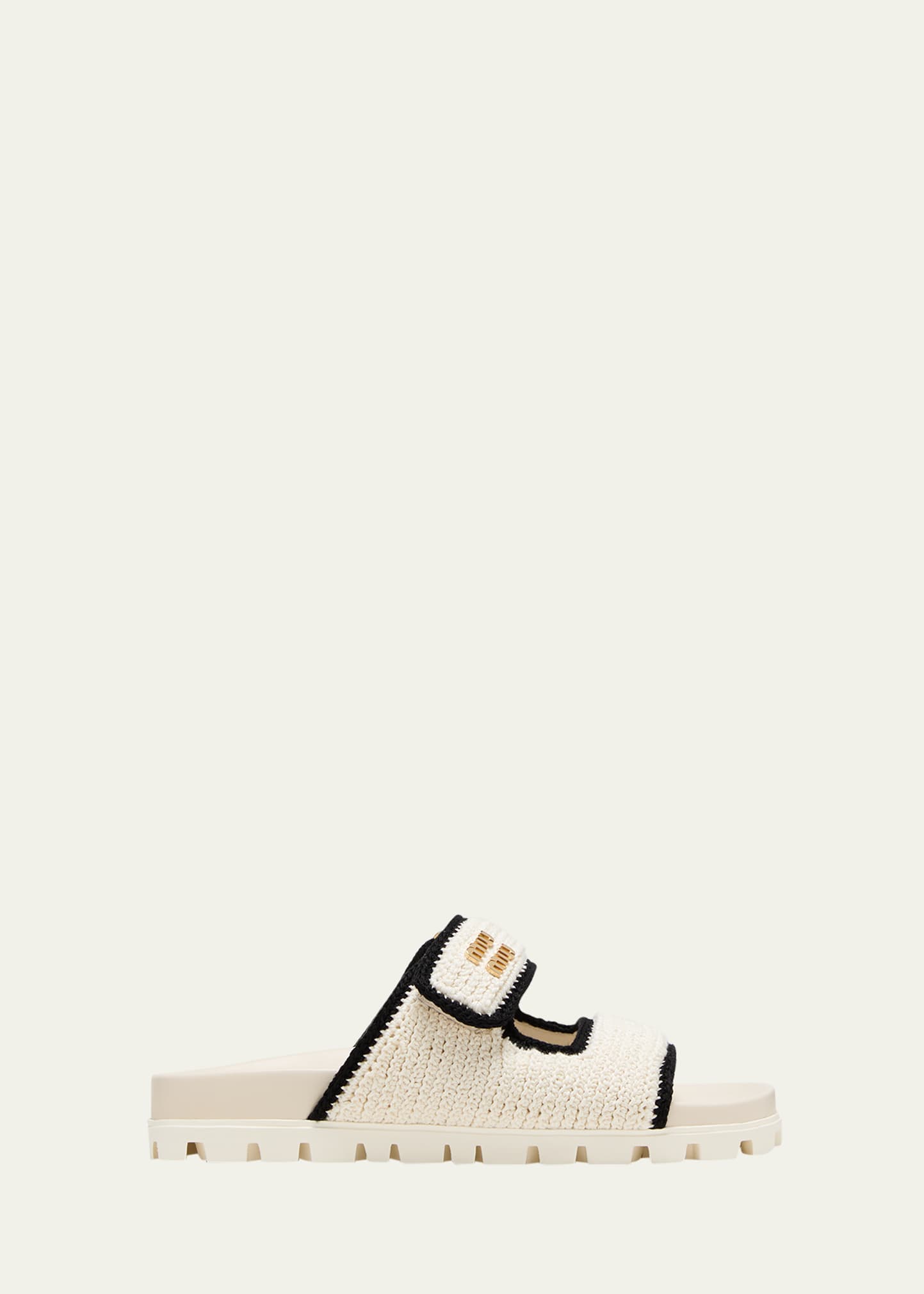 Miu Miu Bicolor Crochet Grip Slide Sandals | Bergdorf Goodman