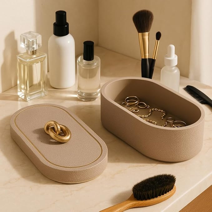 Modern Decorative Oval Boxes with Knot Handle on Lid - Sophisticated Decor Box Perfect for Jewelr... | Amazon (US)