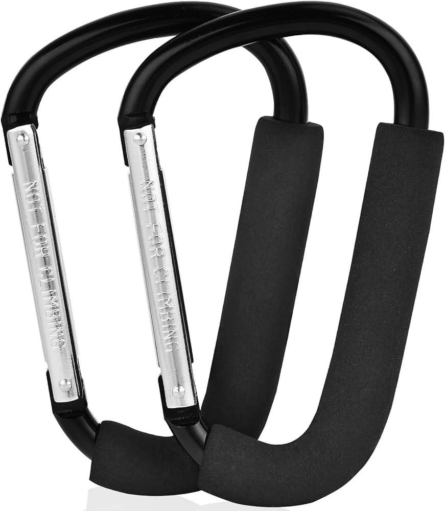 2 Pack Stroller Hooks,6.3" Large Stroller Clips,Stroller Hook for Hanging Diaper Bags and Shoppin... | Amazon (US)