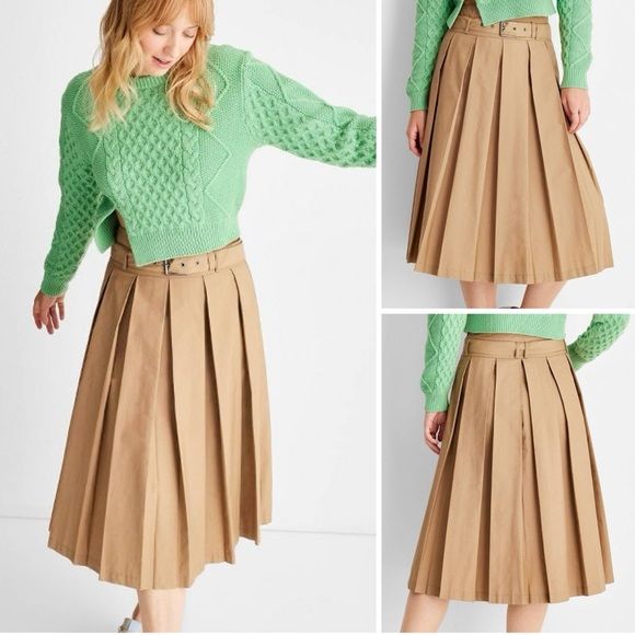 NWOT! Future Collective with Reese Blutstein Belt Buckle Pleated Midi Skirt | Poshmark