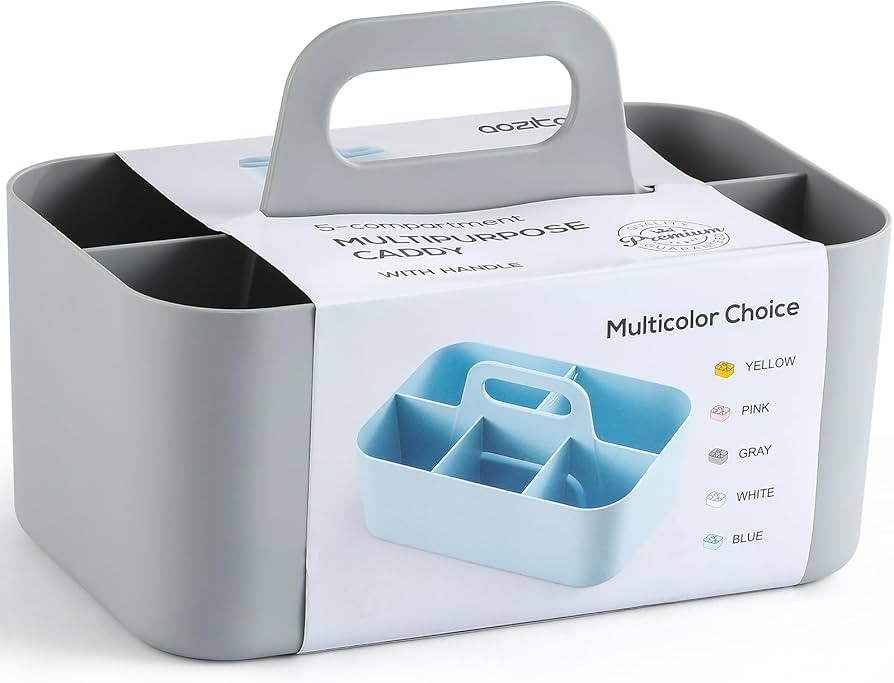 Multiuse Caddy Organizer with Handle - Stackable Plastic Bin Basket - Divided Storage Tote Holder... | Amazon (US)