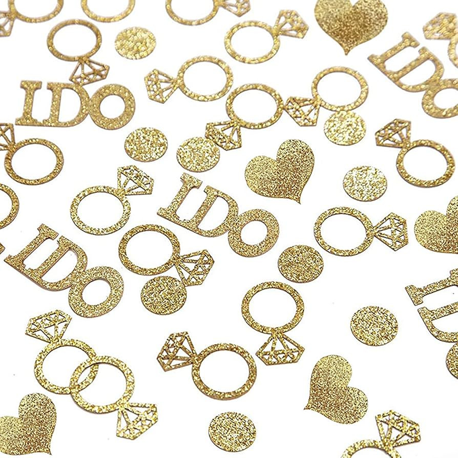 Gold Wedding Table Confetti, Bridal Shower Decorations Bride to Be Confetti Glittering Diamond Ri... | Amazon (US)