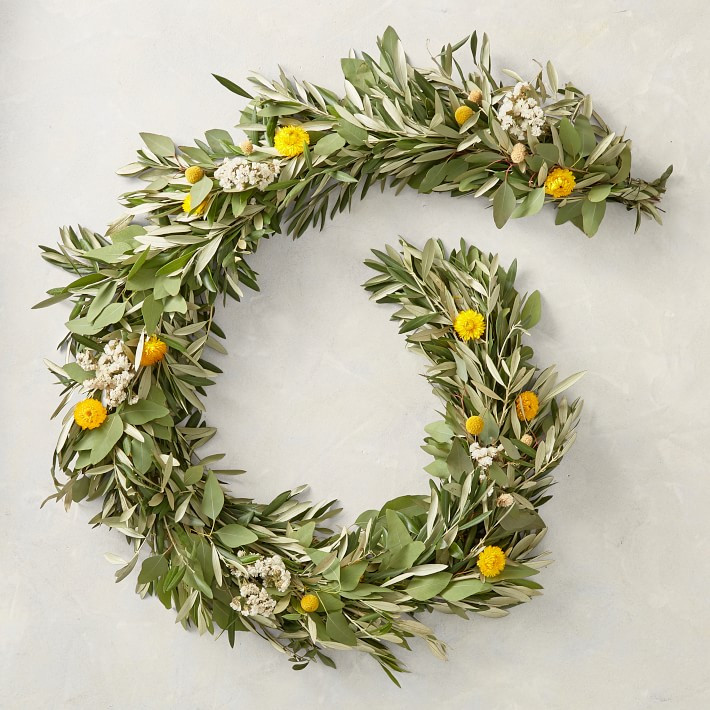 Olive Billy Button Garland, 6' | Williams-Sonoma