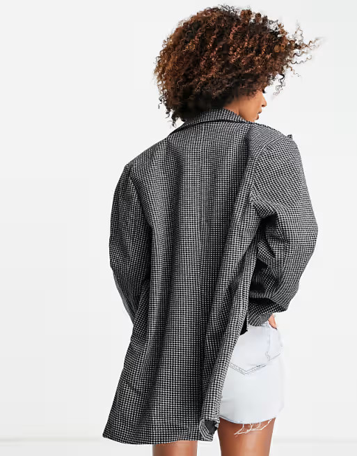 Missguided boyfriend blazer in black check | ASOS (Global)