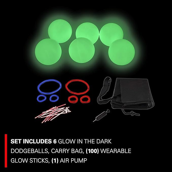 Rukket Dodgeball Set, Glow in The Dark Inflatable Playground Dodge Ball Gator Skin Game for All A... | Amazon (US)