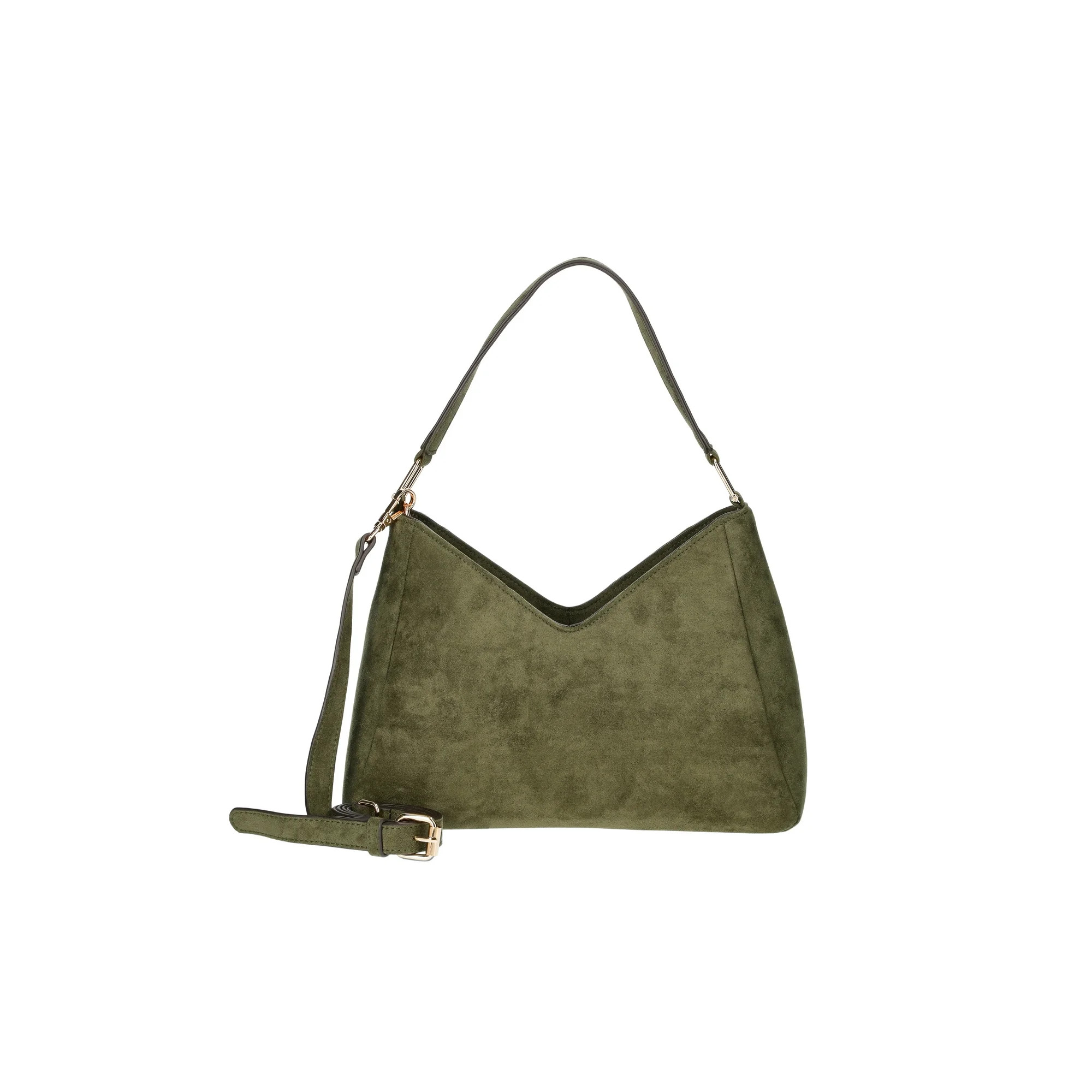 Time and Tru Women's River Soft Faux Suede Shoulder Hobo Bag, Olive | Walmart (US)