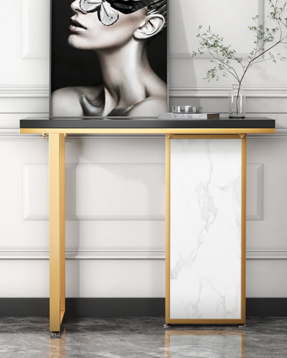 39" Modern Rectangular Black & White Console Table With Wooden Top Entryway Table

#LTKHome #LTKHoliday #LTKStyleTip
