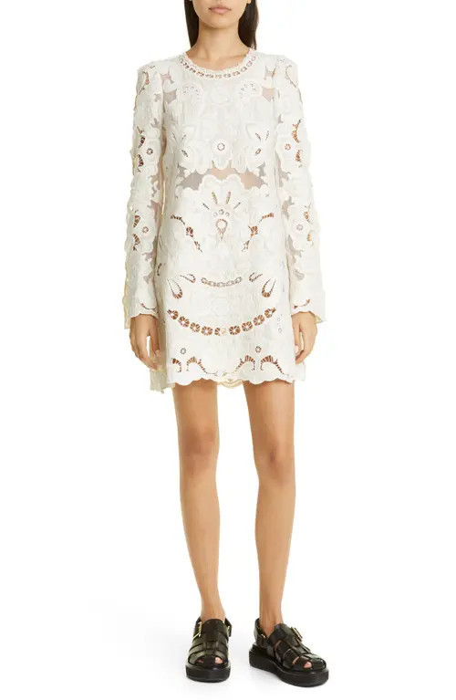 Sea Lysa Long Sleeve Cotton Lace Dress in Cream at Nordstrom, Size 8 | Nordstrom