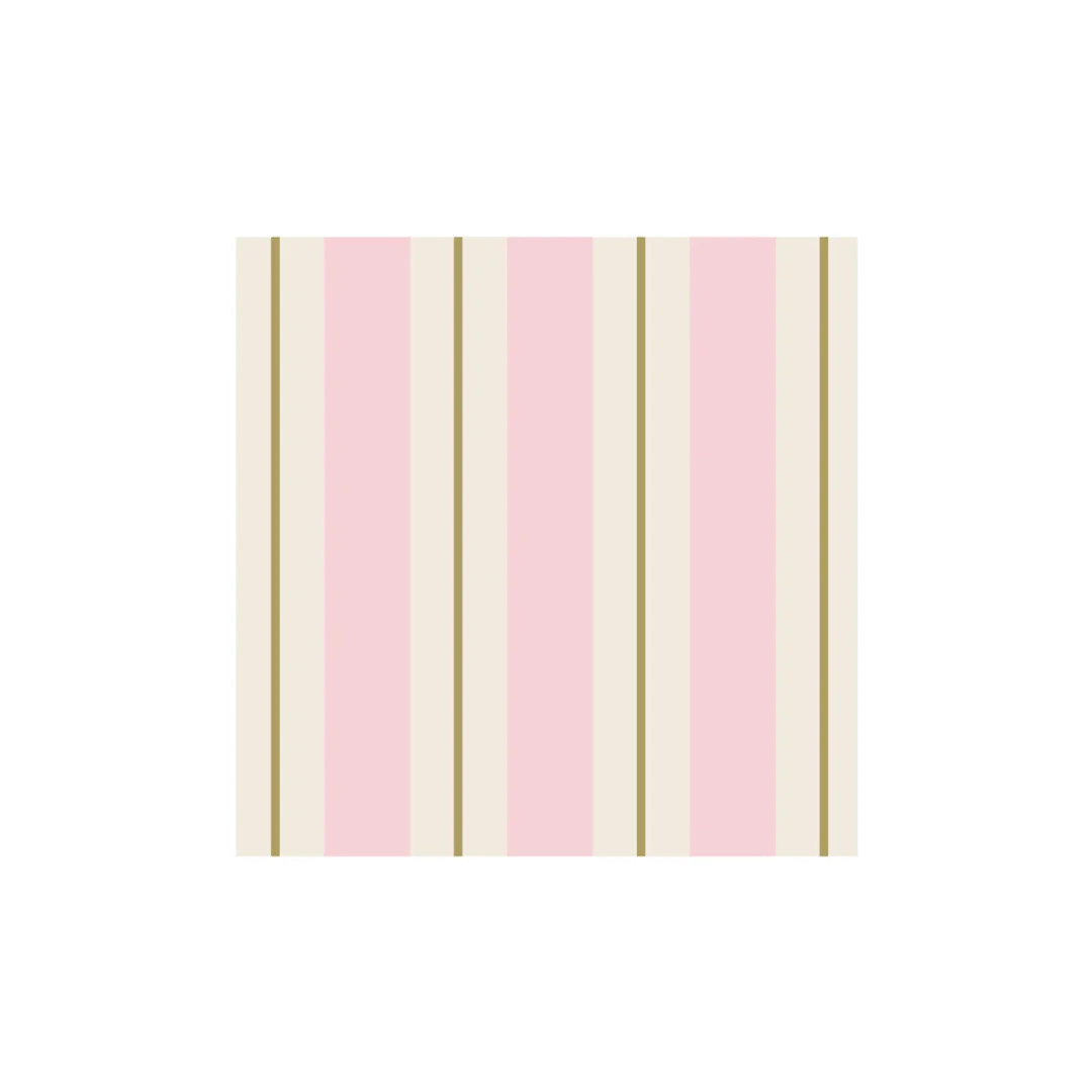 Pink & Gold Awning Stripe Cocktail Napkins | Ellie and Piper