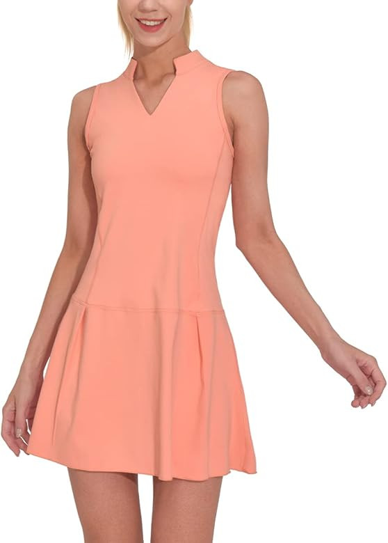 M MOTEEPI Athletic Workout Dress for Women Sleeveless Womens Golf Dress Tennis with Shorts and Pocke | Amazon (US)