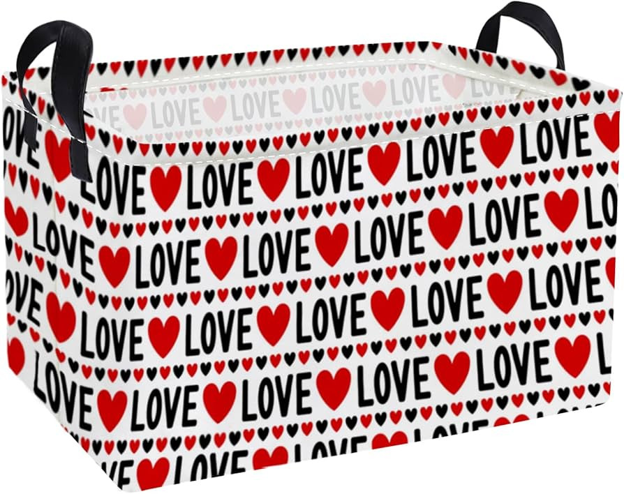 Essme Rectangular Valentine's Day Basket,Heart Storage Bins Organizer with Handles for Girls Room... | Amazon (US)