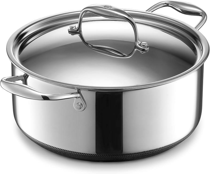 HexClad 5QT Hybrid Nonstick Braiser Dutch Oven with Lid, Induction Ready | Amazon (US)