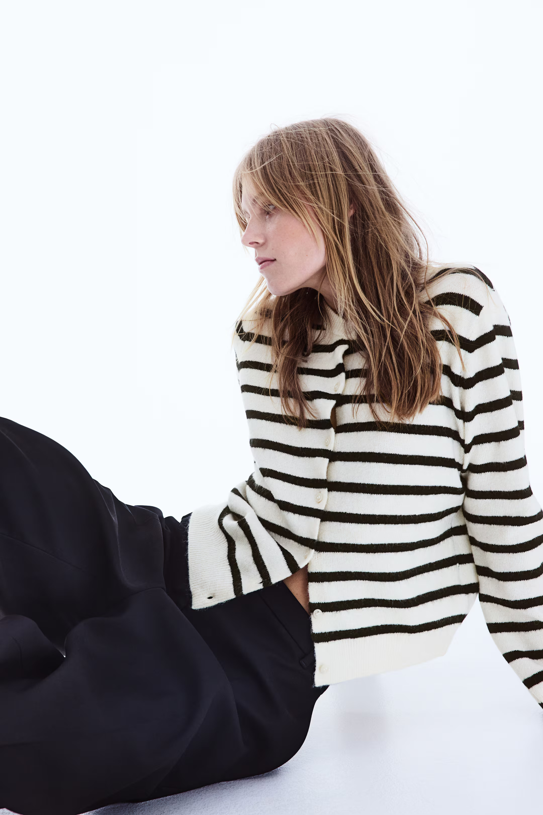 Knit Cardigan - Cream/striped - Ladies | H&M US | H&M (US + CA)