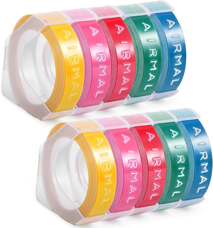 Airmall Compatible for Dymo Omega Label Tape 9mm, 3D Embossing Labels Pink Yellow Red Blue Lake G... | Amazon (US)