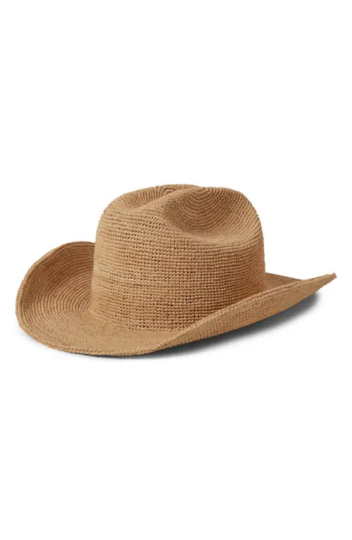 Brixton Odessa Packable Straw Cowboy Hat in Tan at Nordstrom, Size Medium/large | Nordstrom