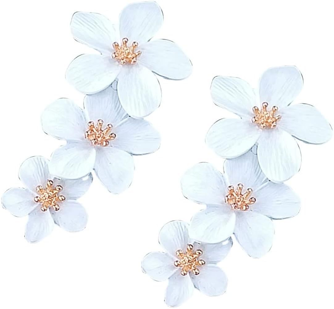Bohemian Daisy Flower Matte Floral Petal Drop Dangle Earrings Layered Tiered for Women Girls Chic... | Amazon (US)