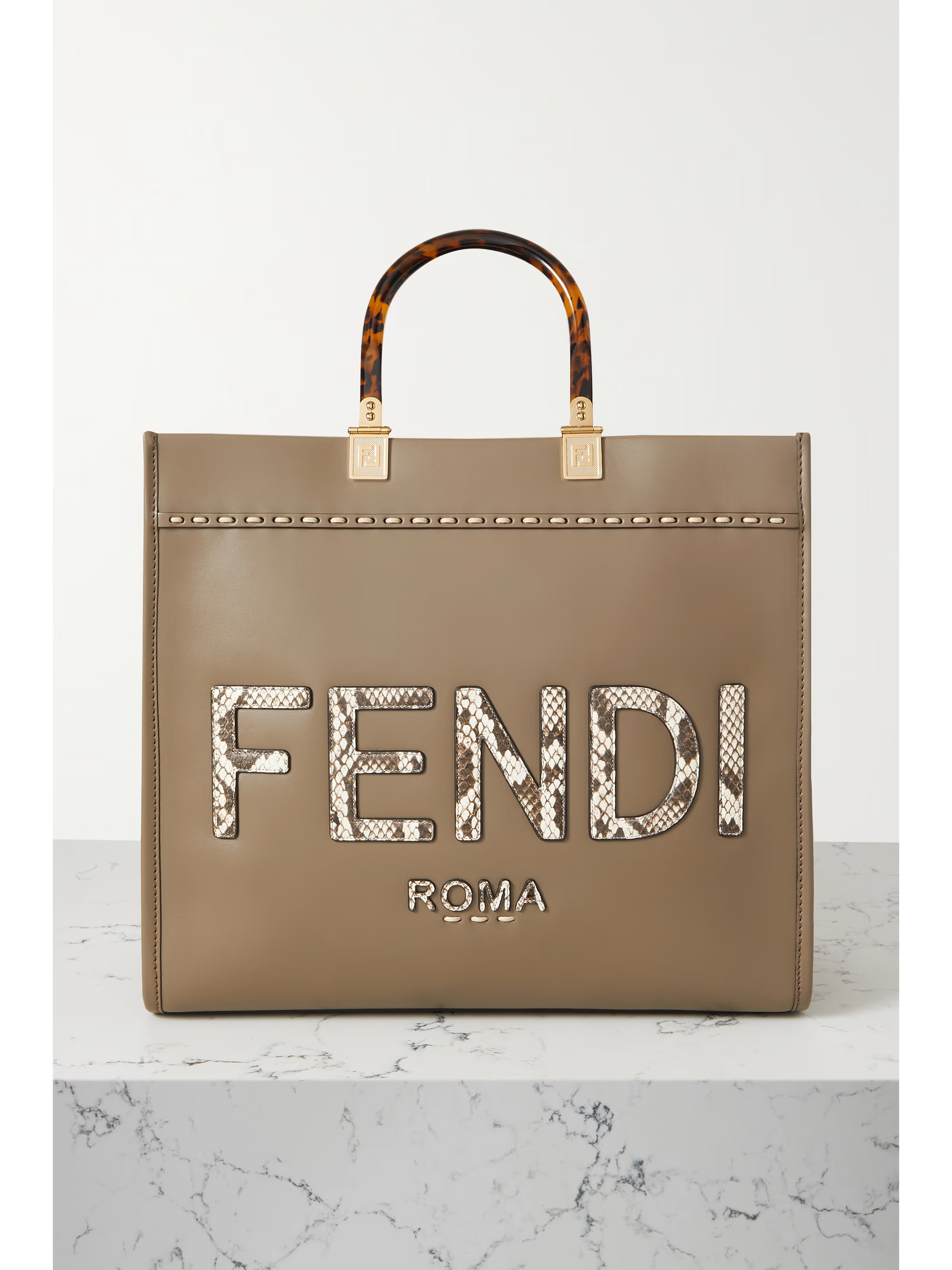 Sunshine Shopper large watersnake-trimmed leather tote | NET-A-PORTER (US)