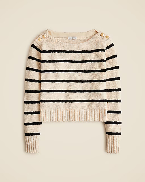 Marina boatneck sweater with gold buttons | J. Crew US