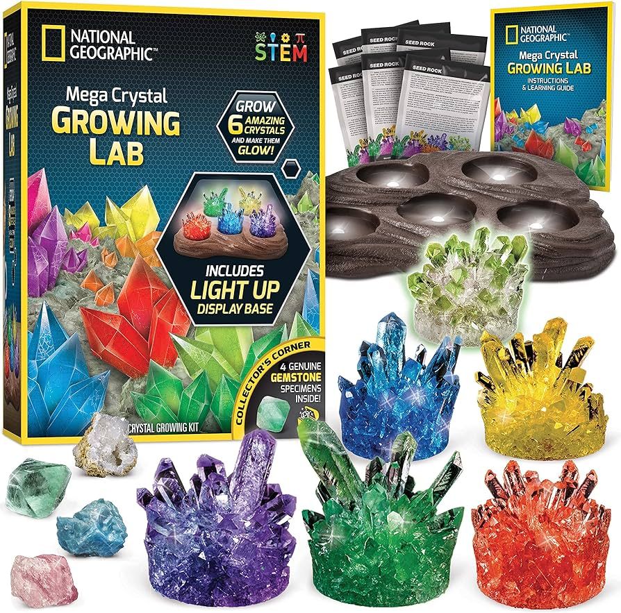 National Geographic Mega Crystal Growing Kit - Grow 6 Crystals with Light-Up Stand, Science Gifts... | Amazon (US)