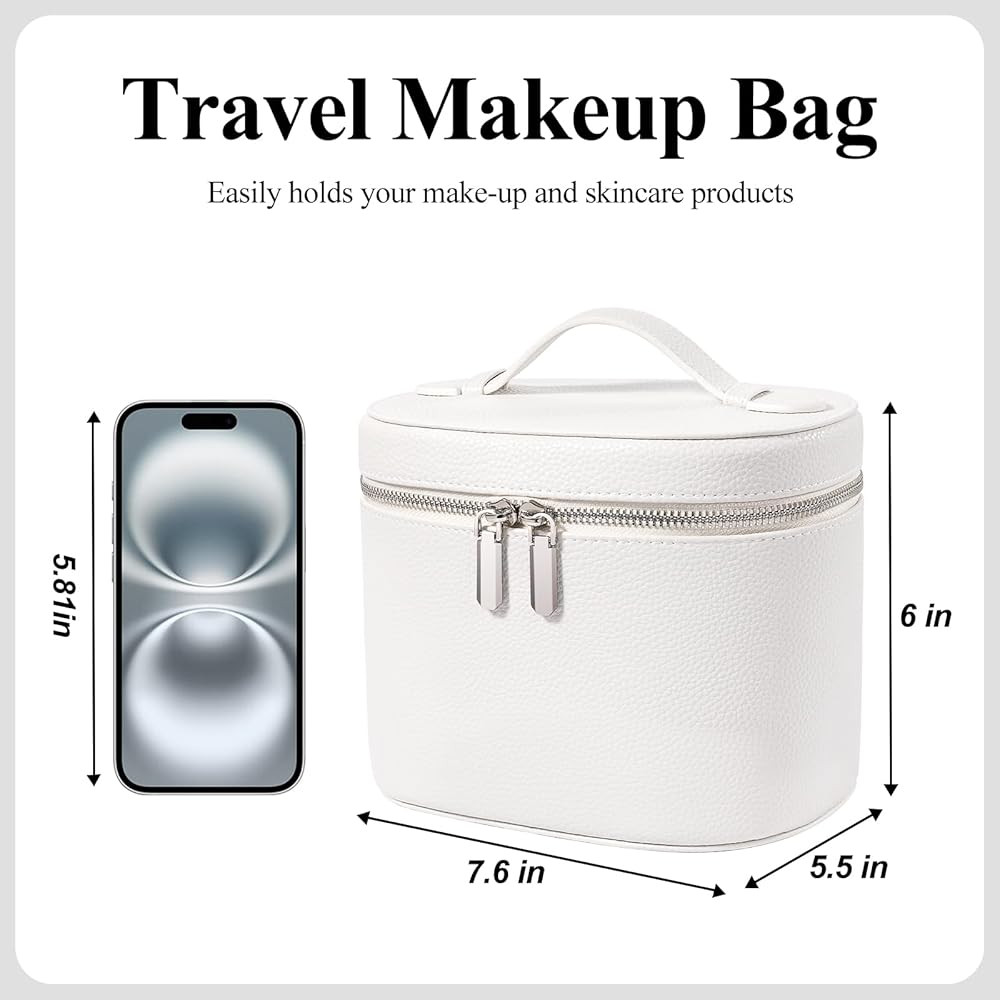 Makeup Bag, Travel Make up Case with Compartments and Handle, Portable Cosmetic Organizer Bags,To... | Amazon (US)