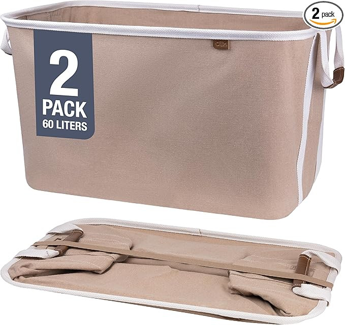 CleverMade Collapsible Laundry Basket Hamper - LUXE Mocha 2-Pack 60L - Space Saving Storage Organ... | Amazon (US)