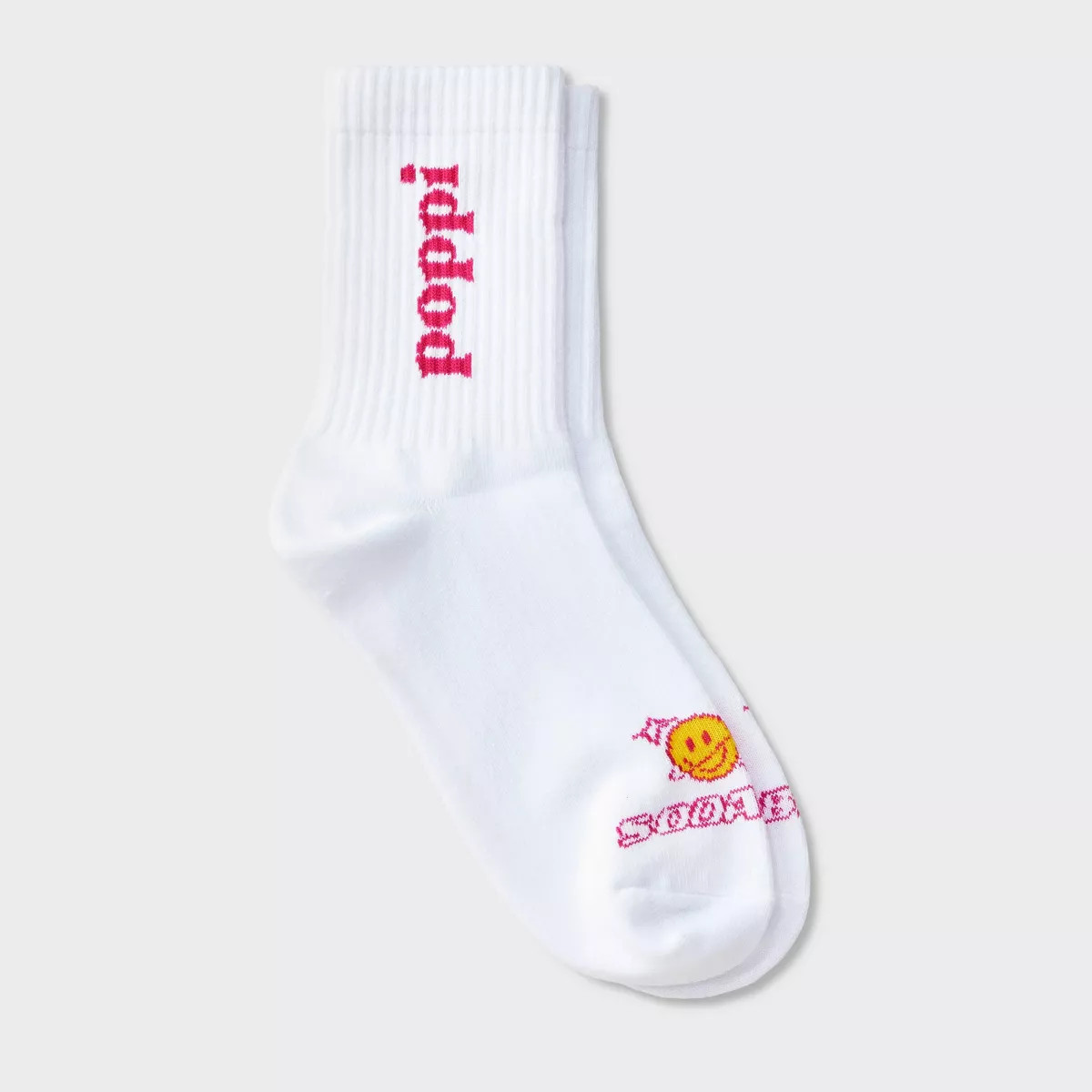 Adult Poppi Soda’s Back Graphic Crew Socks - White | Target