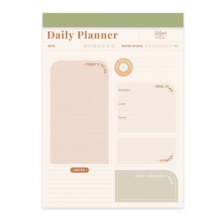 Rileys & Co to Do List Planner Pad, Undated Planner, Daily Agenda, 8.5 x 11", 50-Sheets | Walmart (US)